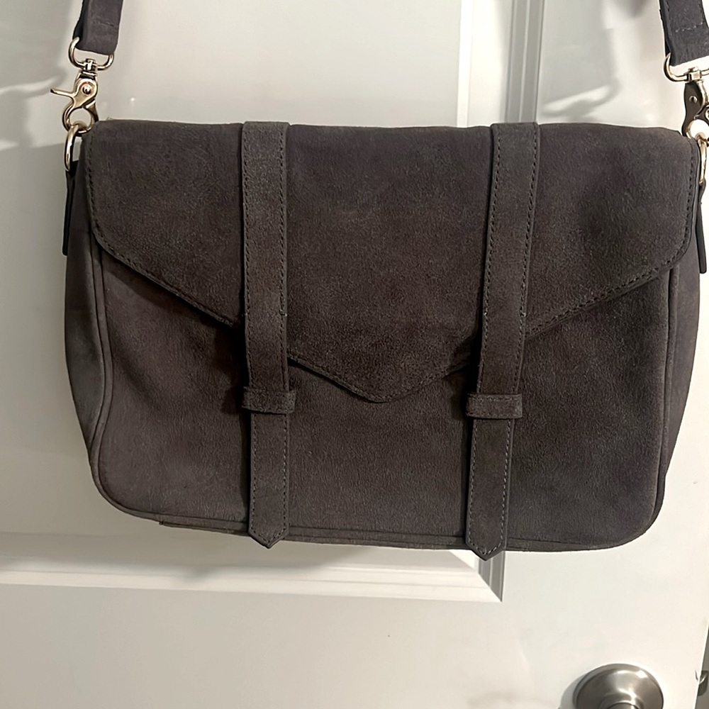 Violetta Gray Suede Leather Crossbody
